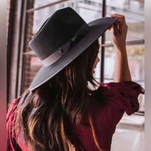 🖤 Lack of Color Black Felt Fedora Hat – Wide Brim 🖤